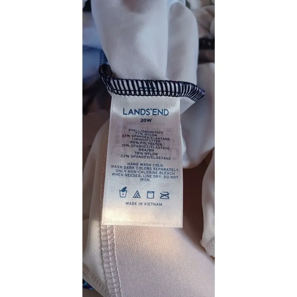 Lands' End Women's Plus 20W One Piece Swimsuit Navy Paisley Floral NWOT UPF 50 - Picture 6 of 7